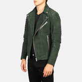 Konis Green Suede Biker Jacket